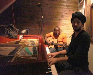 TourÃ© and Raichel in the studio together. (Nitzan Treystman)