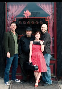 Joe Brent, mandolin; Shaky Dave Pollack, blues harp; Kelli Rae Powell, voice and uke; and Jim McNamara, upright bass. (courtesy the artist)